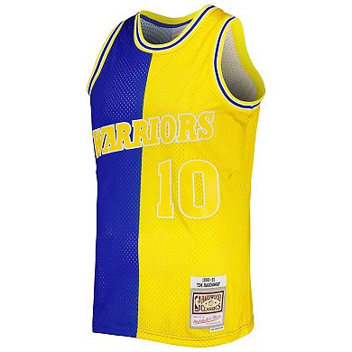 Men's Mitchell & Ness Tim Hardaway Royal/Gold Golden State Warriors Hardwood Classics 1990/91 Split Swingman Jersey