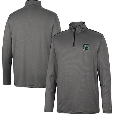 Men's Colosseum Charcoal Michigan State Spartans Logo Quarter-Zip Windshirt