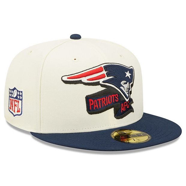 Men's New Era Cream/Navy New England Patriots 2022 Sideline 59FIFTY Fitted  Hat