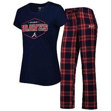 Women's Concepts Sport Navy/Red Atlanta Braves Badge T-Shirt & Pajama Pants Sleep Set