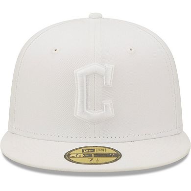 Men's New Era Cleveland Guardians White on White 59FIFTY Fitted Hat