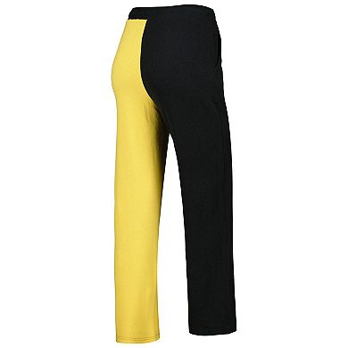 Women's ZooZatz Black/Gold Iowa Hawkeyes Colorblock Cozy Tri-Blend Lounge Pants
