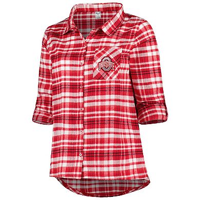 Women's Scarlet Ohio State Buckeyes Plus Size Mainstay Long Sleeve Button-Up Shirt