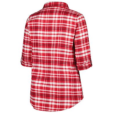 Women's Scarlet Ohio State Buckeyes Plus Size Mainstay Long Sleeve Button-Up Shirt