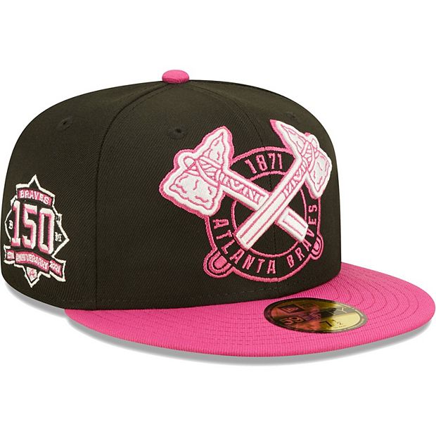 Men's New Era Black/Pink Atlanta Braves 150th Anniversary Passion 59FIFTY  Fitted Hat