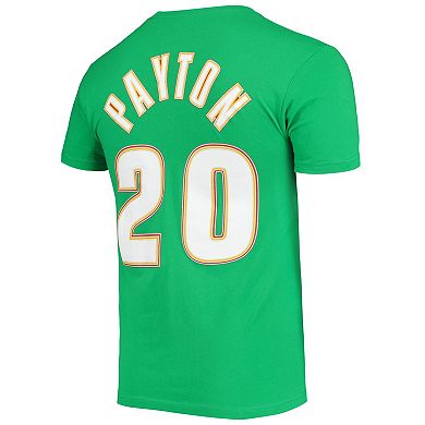 Men's Mitchell & Ness Gary Payton Green Seattle SuperSonics Hardwood Classics Stitch Player Name & Number T-Shirt