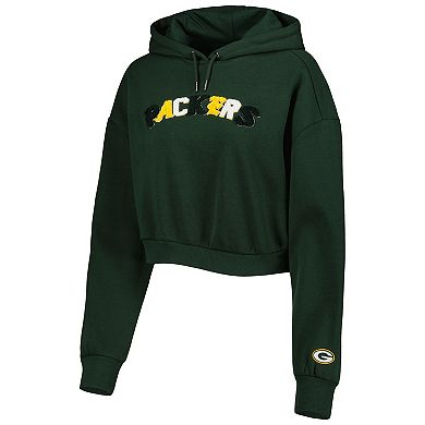 Women's The Wild Collective Green Green Bay Packers Cropped Pullover Hoodie