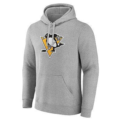 Men's Fanatics Branded Heather Gray Pittsburgh Penguins Primary Logo Pullover Hoodie