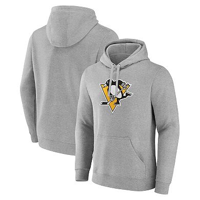 Men's Fanatics Branded Heather Gray Pittsburgh Penguins Primary Logo Pullover Hoodie