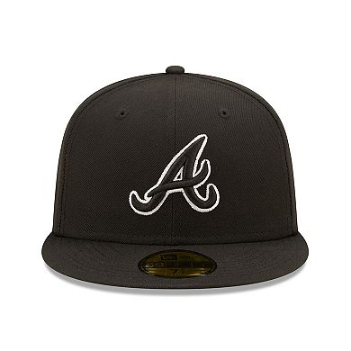Men's New Era Atlanta Braves  Black on Black Dub 59FIFTY Fitted Hat