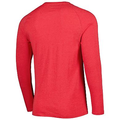 Men's Concepts Sport Heathered Red Chicago Bulls Left Chest Henley Raglan Long Sleeve T-Shirt