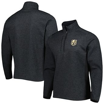 Men's Antigua Heathered Black Vegas Golden Knights Course Quarter-Zip Jacket
