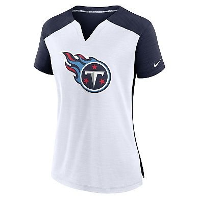 Women's Nike White/Navy Tennessee Titans Impact Exceed Performance Notch Neck T-Shirt