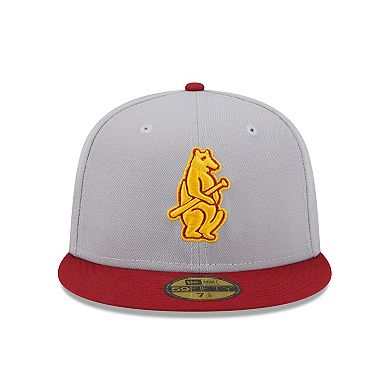 Men's New Era Gray/Red Chicago Cubs Navy Undervisor 59FIFTY Fitted Hat