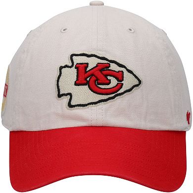 Men's '47 Cream/Red Kansas City Chiefs Sidestep Clean Up Adjustable Hat