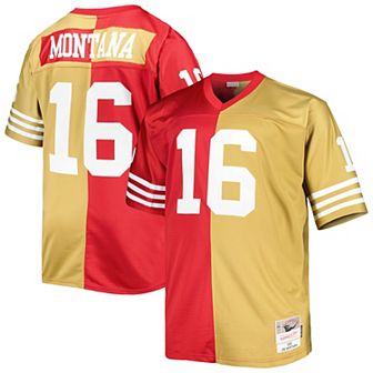 Men's Mitchell & Ness Joe Montana Scarlet/Gold San Francisco 49ers Big & Tall Split Legacy Retired Player Replica Jersey