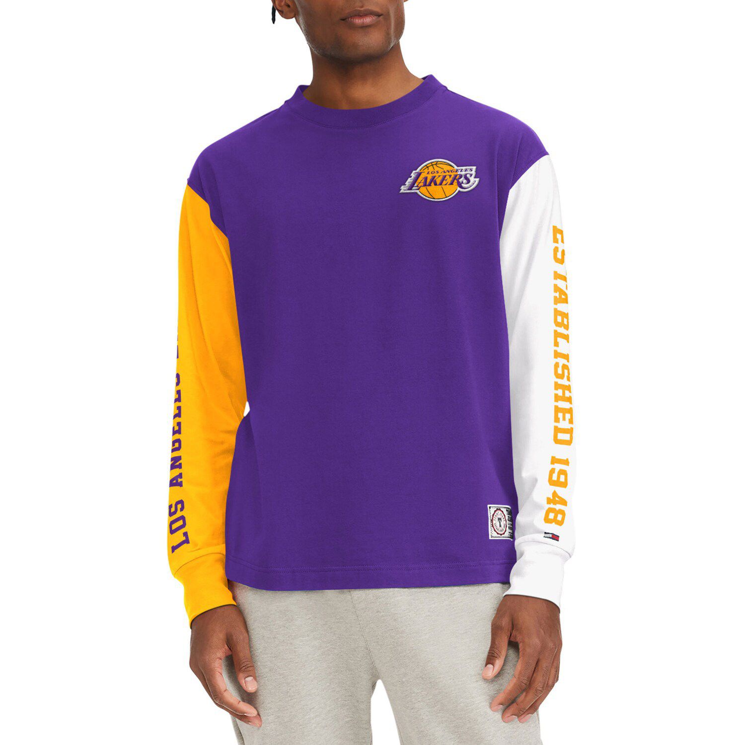 Women's New Era Purple Los Angeles Lakers Colorblock Raglan Long Sleeve T-Shirt Size: Medium