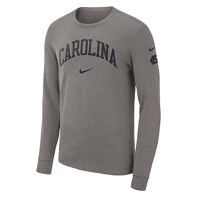 Men's Nike Heather Gray North Carolina Tar Heels Arch 2-Hit Long Sleeve T-Shirt