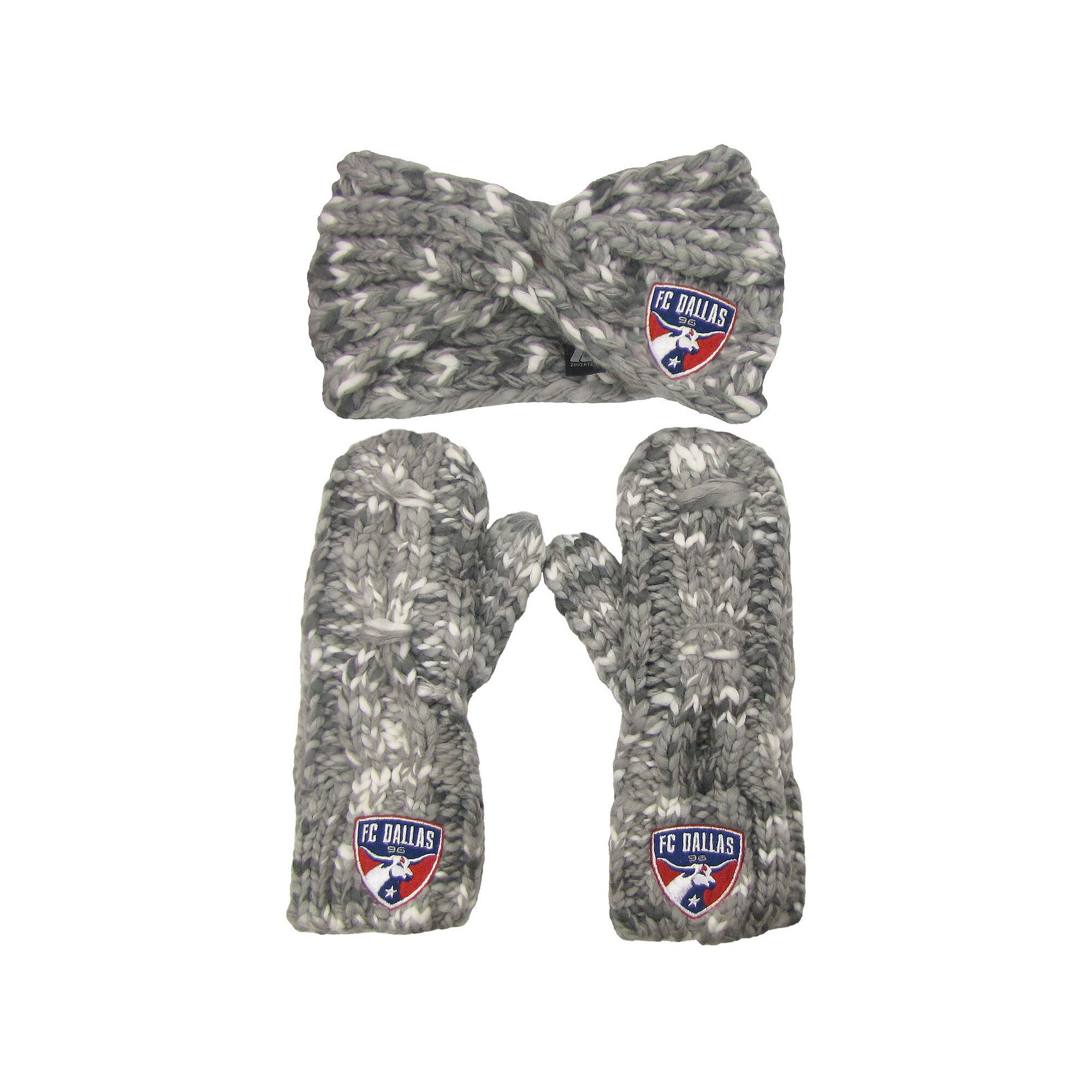 Womens ZooZatz Gray FC Dallas Marled Headband and Mittens Set, Fcd Grey