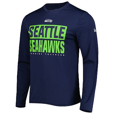 Men's New Era College Navy Seattle Seahawks Combine Authentic Offsides Long Sleeve T-Shirt
