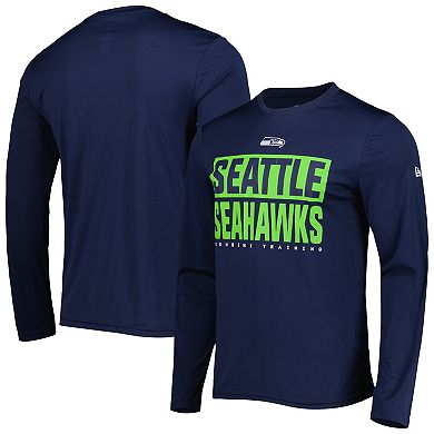 Men's New Era College Navy Seattle Seahawks Combine Authentic Offsides Long Sleeve T-Shirt