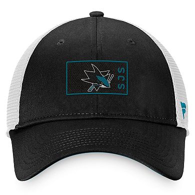 Men's Fanatics Branded Black/White San Jose Sharks Authentic Pro Trucker Snapback Hat