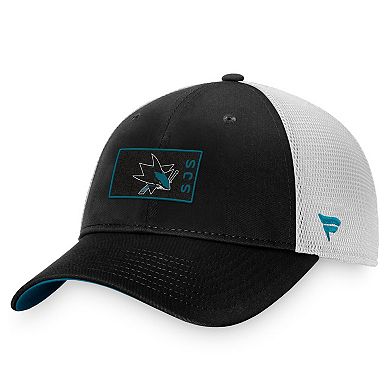 Men's Fanatics Branded Black/White San Jose Sharks Authentic Pro Trucker Snapback Hat