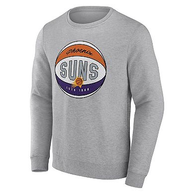 Men's Fanatics Branded Heathered Gray Phoenix Suns True Classics Vint Pullover Sweatshirt