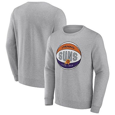 Men's Fanatics Branded Heathered Gray Phoenix Suns True Classics Vint Pullover Sweatshirt