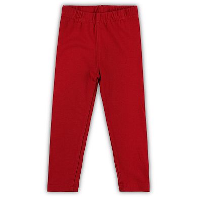 Girls Infant Wes & Willy Crimson Oklahoma Sooners Tie-Dye Ruffle Raglan Long Sleeve T-Shirt & Leggings Set