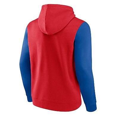 Men's Fanatics Branded Red/Royal LA Clippers Attack Colorblock Pullover Hoodie