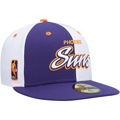 Men's New Era Purple/White Phoenix Suns Script Pinwheel 59FIFTY Fitted Hat