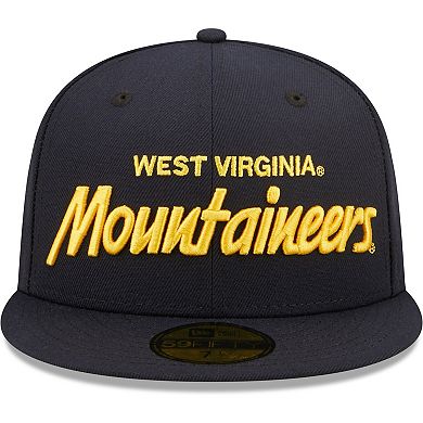 Men's New Era Navy West Virginia Mountaineers Script Original 59FIFTY Fitted Hat