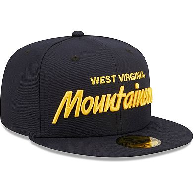 Men's New Era Navy West Virginia Mountaineers Script Original 59FIFTY Fitted Hat