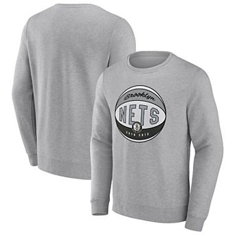 Men's Fanatics Branded Heathered Gray Brooklyn Nets True Classics Vint Pullover Sweatshirt