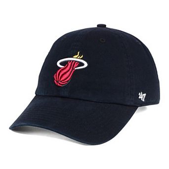 Men's '47 Black Miami Heat Clean Up Adjustable Hat