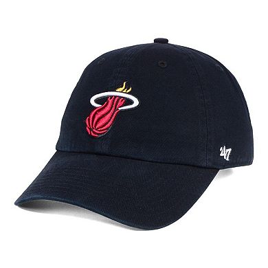Men's '47 Black Miami Heat Clean Up Adjustable Hat