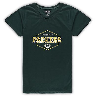 Women's Concepts Sport Green/Gold Green Bay Packers Plus Size Badge T-Shirt & Pants Sleep Set
