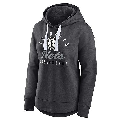 Women's Fanatics Branded Heather Charcoal Brooklyn Nets Iconic Distribution Pullover Hoodie