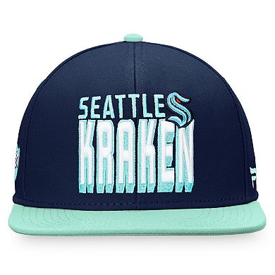 Men's Fanatics Branded Navy/Blue Seattle Kraken Heritage Retro Two-Tone Snapback Hat