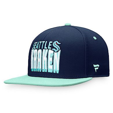 Men's Fanatics Branded Navy/Blue Seattle Kraken Heritage Retro Two-Tone Snapback Hat