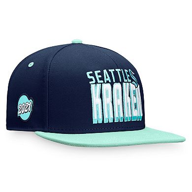 Men's Fanatics Branded Navy/Blue Seattle Kraken Heritage Retro Two-Tone Snapback Hat