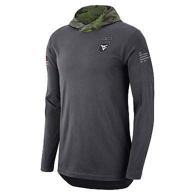 Men's Nike Anthracite West Virginia Mountaineers Military Long Sleeve Hoodie T-Shirt