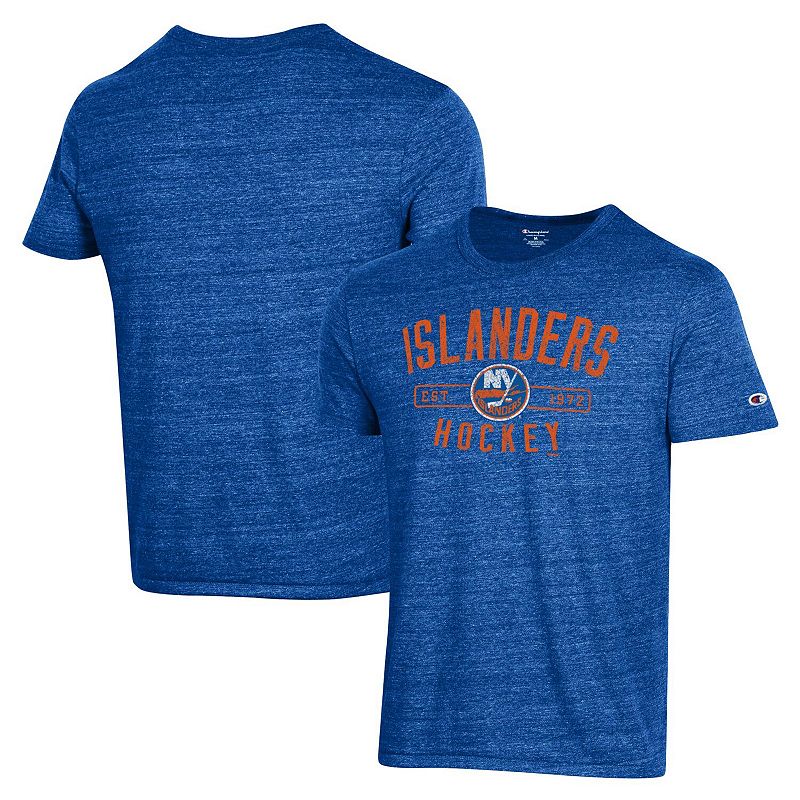 Mens Champion Royal New York Islanders Team Tri-Blend T-Shirt, Size: 2XL, 