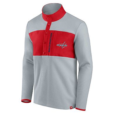 Men's Fanatics Branded Gray/Red Washington Capitals Omni Polar Fleece Quarter-Snap Jacket