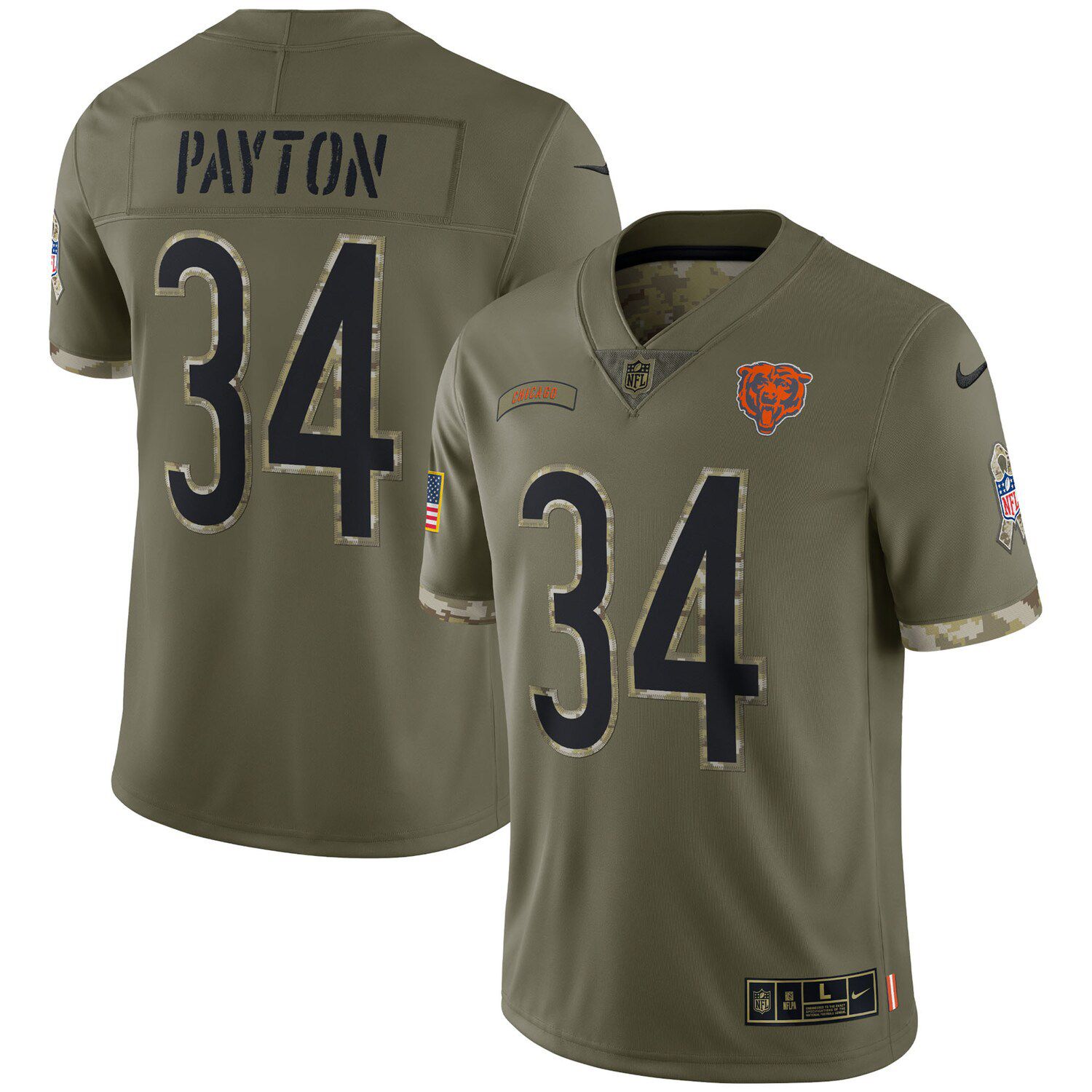 Walter Payton Chicago Bears Nike 2023 Salute To Service Retired Player  Limited Jersey - Brown