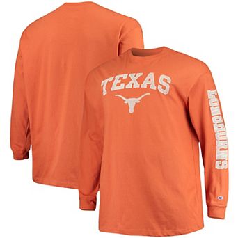 Men's Champion Texas Orange Texas Longhorns Big & Tall 2-Hit Long Sleeve T-Shirt