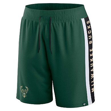 Men's Fanatics Branded Hunter Green Milwaukee Bucks Referee Iconic Mesh Shorts