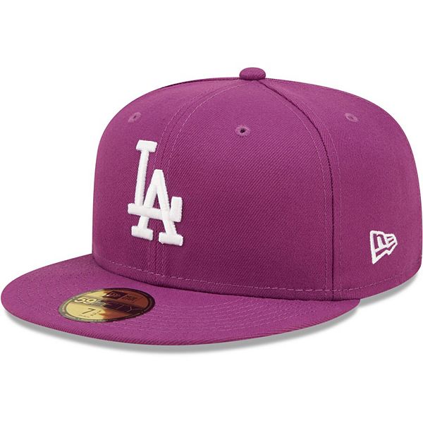 Men's New Era Grape Los Angeles Dodgers Logo 59FIFTY Fitted Hat