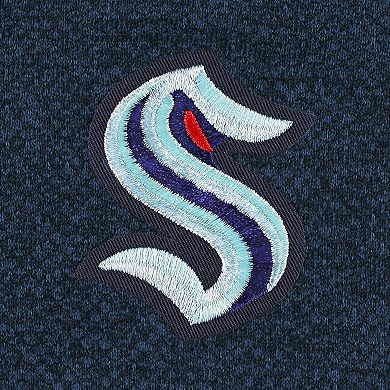 Men's Antigua Heathered Deep Sea Blue Seattle Kraken Course Quarter-Zip Jacket